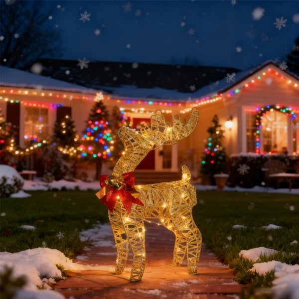 1pcs  Lighted Christmas Decoration Elk Deer Winter Indoor Outdoor Front Yard Porch Lights 2025 Christmas Decoration