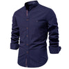 Cocoa Yacht Club Cotton Social Shirt Men Solid Color Long Sleeve High Quality Brand Shirt for Men Spring Stand Casual Men