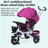 4 in 1 Folding Kids Trike Sit & Lying Toddler Stroller with Large Canopy
