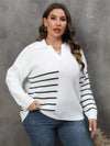 Plus Size Drop Shoulder Striped Knitted Pullover Sweater