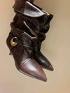 Cocoa Yacht Club Leather Buckle Chain Ankle Boots