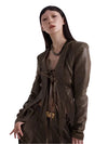 Distressed Brown Faux Leather Jacket