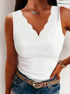 Cocoa Yacht Club Plus Size Solid Scallop V Neck Tank Top
