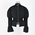 Deep-fitted Slimming Cotton Coat Jacket For Women Stand Collar Zip-up Flare Sleeve Thick Winter Cotton-padded Parkas