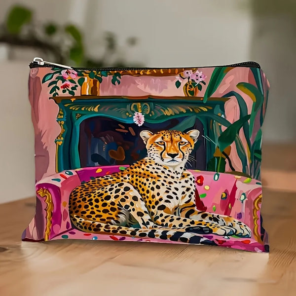 Cocoa Yacht Club Vibrant Leopard Makeup Bag