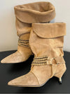 Cocoa Yacht Club Leather Buckle Chain Ankle Boots