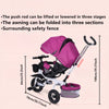 4 in 1 Folding Kids Trike Sit & Lying Toddler Stroller with Large Canopy