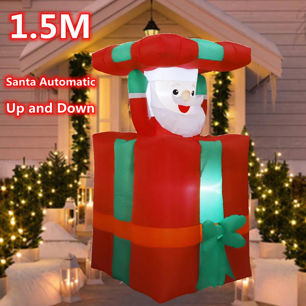 5FT Christmas Inflatable Santa Claus Automatic Up and Down with LED Lights