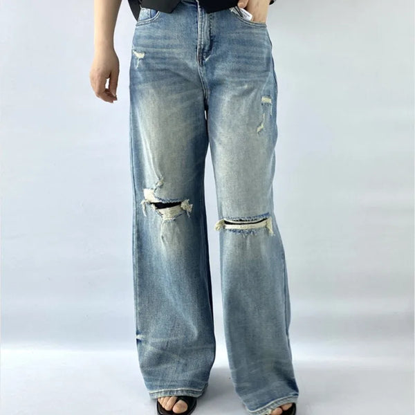 Cocoa Yacht Club Fine Wide Leg Ripped Jeans