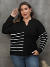 Plus Size Drop Shoulder Striped Knitted Pullover Sweater