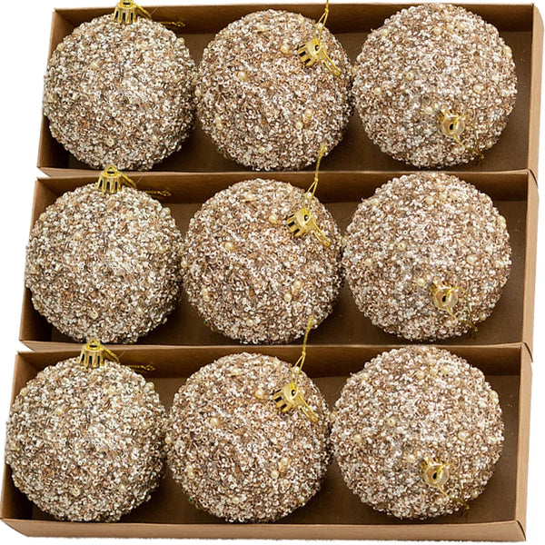 6-30pcs Champagne Gold Glitter Christmas Balls