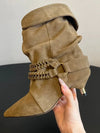 Cocoa Yacht Club Leather Buckle Chain Ankle Boots