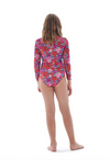 KID's girl'sOne-piece swimsuit with sleeves STRIPES