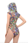 Snake One-piece Sleeveless Swimsuit with Hood & Lace