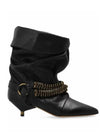 Cocoa Yacht Club Leather Buckle Chain Ankle Boots