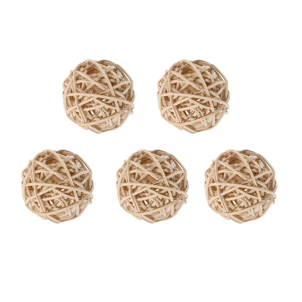 5Pcs 5cm Yellow Gray White Wicker DIY Rattan Ball Wedding Christening Baby Shower Wicker Balls Nursery Party Decoration