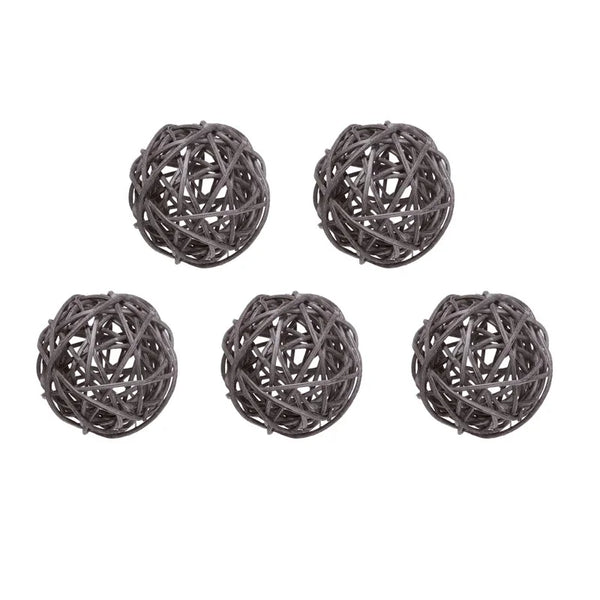5Pcs 5cm Yellow Gray White Wicker DIY Rattan Ball Wedding Christening Baby Shower Wicker Balls Nursery Party Decoration