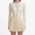 Beaded Bow Long Sleeve Knitted Sweater Dress