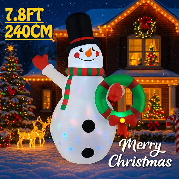 7.8FT Wreath Snowman Inflatable Christmas Decorations