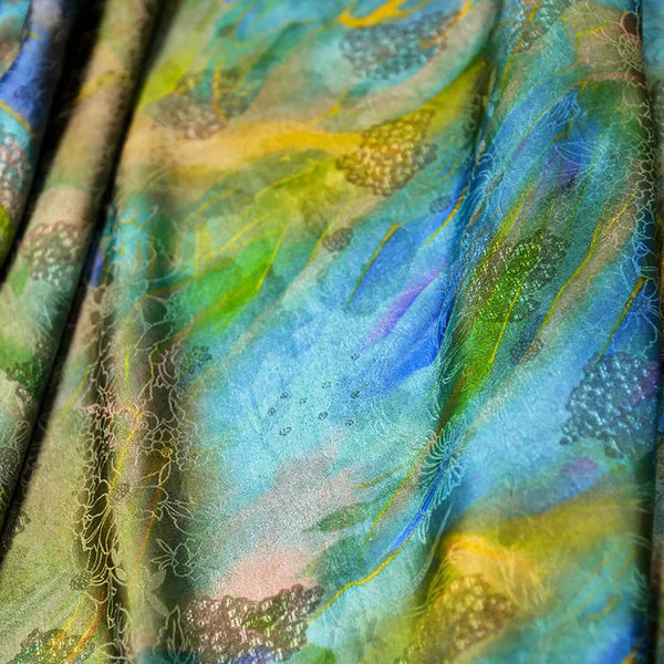 Cocoa Yacht Club Aurora Jacquard Mulberry Silk Fabric