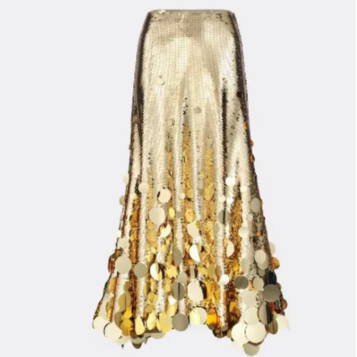 Gold & Silver Long Sequin Skirt