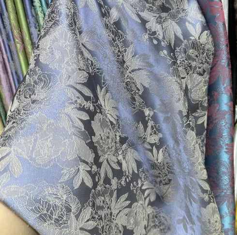 Cocoa Yacht Club Two-Tone Embossed Peony Pattern Jacquard Fabric