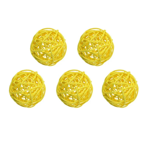5Pcs 5cm Yellow Gray White Wicker DIY Rattan Ball Wedding Christening Baby Shower Wicker Balls Nursery Party Decoration