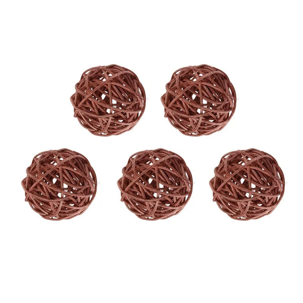 5Pcs 5cm Yellow Gray White Wicker DIY Rattan Ball Wedding Christening Baby Shower Wicker Balls Nursery Party Decoration