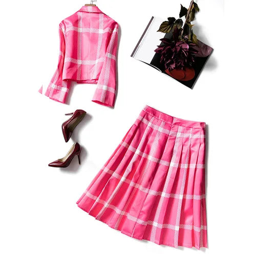 Blazer & Pleated Skirt