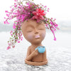 Cocoa Yacht Club Girl Face Drinking Coffee Flower Pot