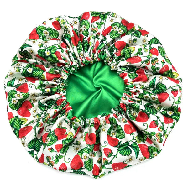 Strawberry Joy Satin Bonnet & Scrunchie