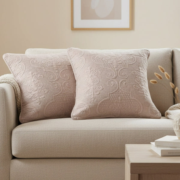 Set of 2-Pieces Sandy Beige Taupe Square Cushion Throw Pillow Covers, 18" x 18" (JHW-585)