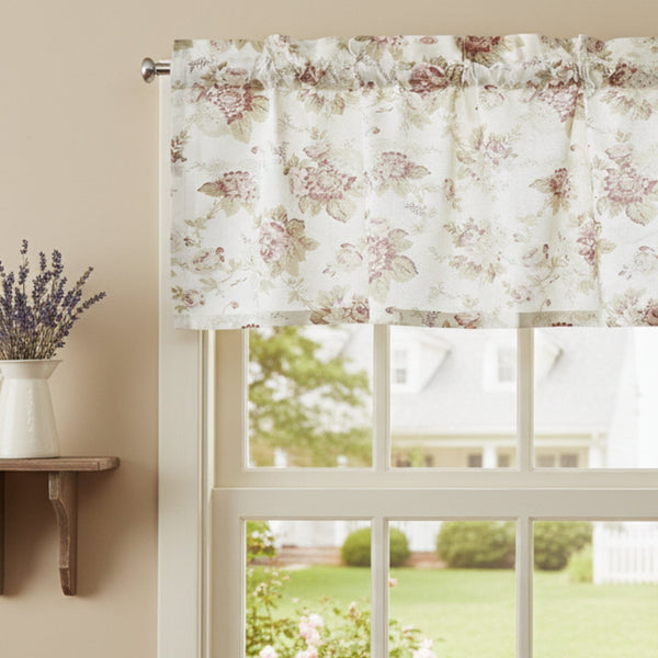 Dainty Floral Garden Pastel Roses Cottage Window Curtain Valance - 18" x 52" (3036)