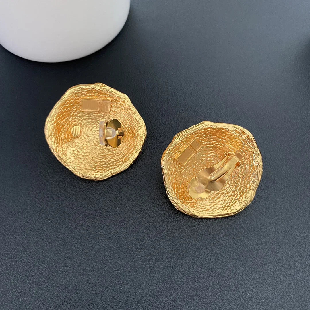 Cocoa Yacht Club Vintage Round Brass Clip-On Earrings