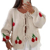 Cocoa Yacht Clubs Tie Front Knit Cherry Cardigan