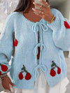 Cocoa Yacht Clubs Tie Front Knit Cherry Cardigan