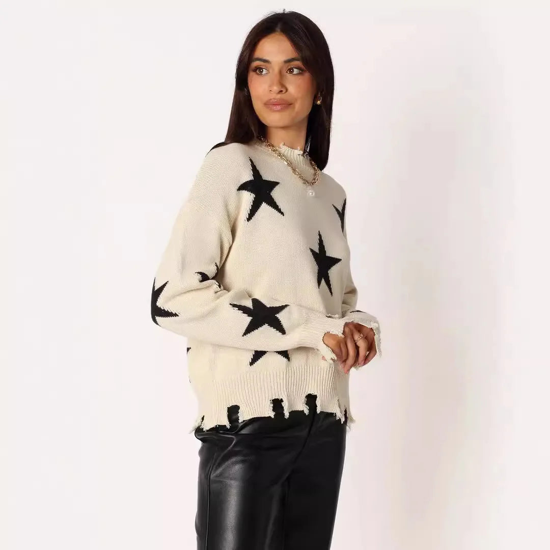 Cocoa Yacht Club Star Vintage Distressed Knit Sweater