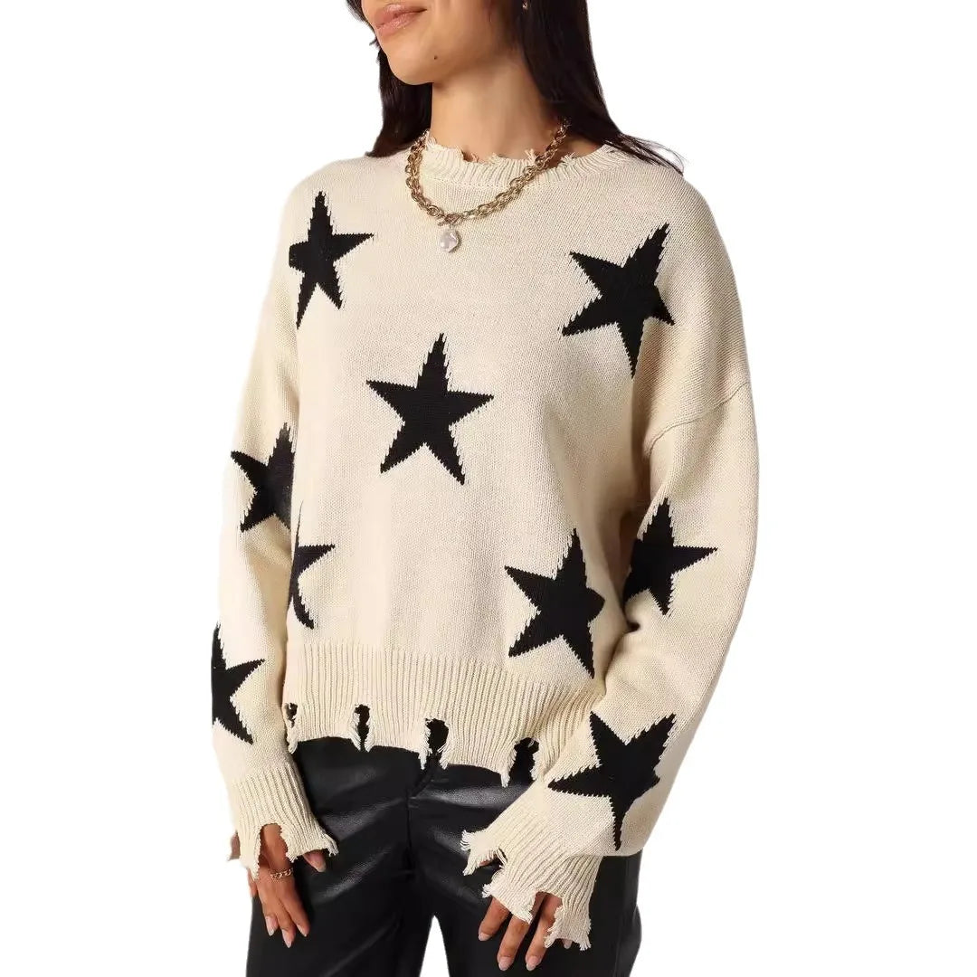 Cocoa Yacht Club Star Vintage Distressed Knit Sweater