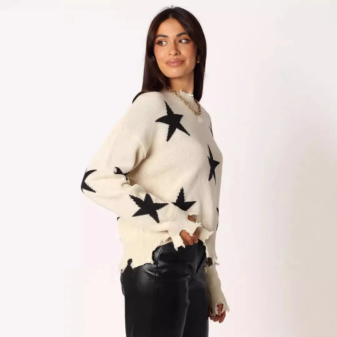 Cocoa Yacht Club Star Vintage Distressed Knit Sweater