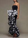 Cocoa Yacht Club Polka Dot Bow-Embellished Pleated Strapless Dress