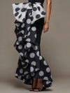 Cocoa Yacht Club Polka Dot Bow-Embellished Pleated Strapless Dress