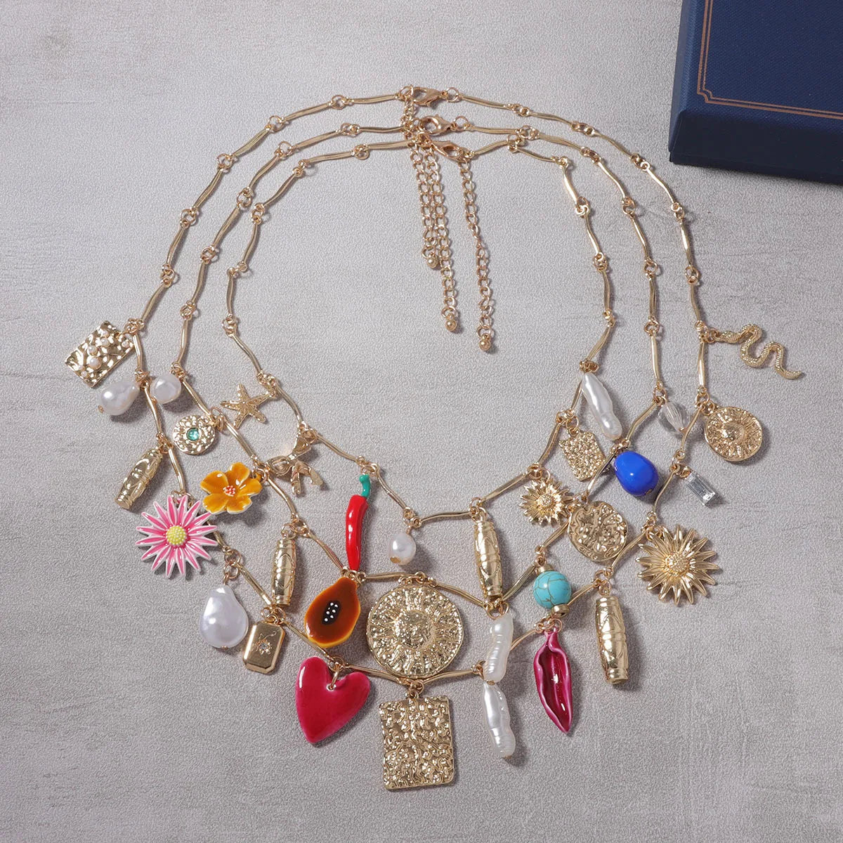 Cocoa Yacht Club Multi-layered Sunflower Charm Necklace