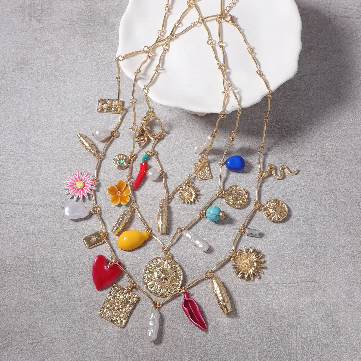 Cocoa Yacht Club Multi-layered Sunflower Charm Necklace