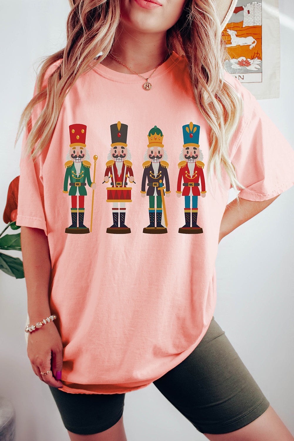 Pink Cute Nutcracker Graphic Crewneck Christmas T Shirt