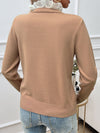 Devine Lace Detail Heart Long Sleeve Sweater - Cocoa Yacht Club