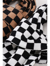 Black Checkered Knitted Soft Warm Large Scarf