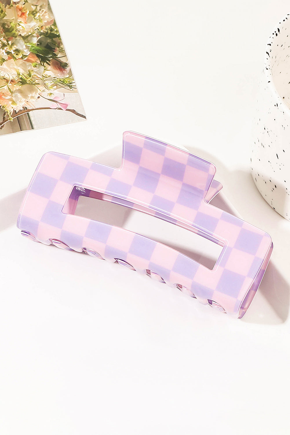 Black Checkered Print Hollow Out Hair Clip