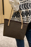 Camel Leopard Print PU Leather Tote Bag