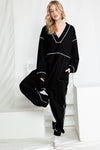 Black Exposed Seam Oversized Drop Waist Jumpsuit