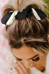 Black Contrast Trim Satin Bow Knot Hair Scrunchie